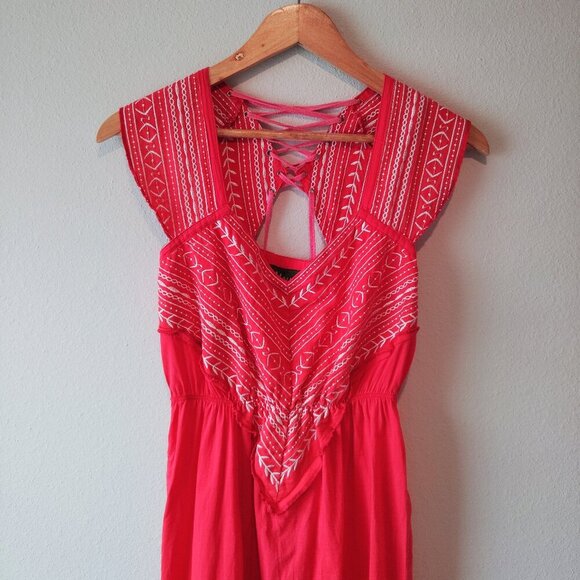 Maude Dresses & Skirts - Maude Red Dress with White Patterns
